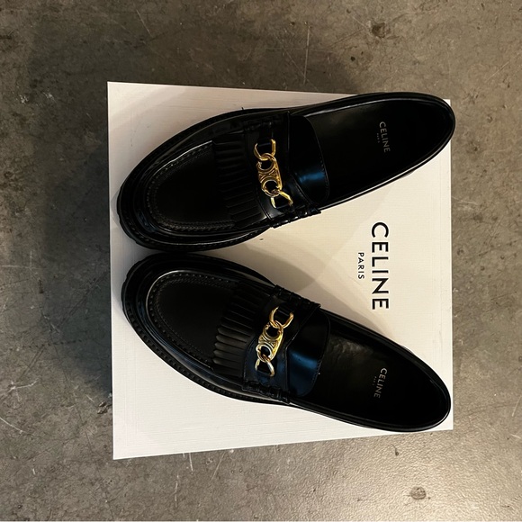 Celine Margaret Loafers Lug Sole bull‎ leather triomphe 37.5